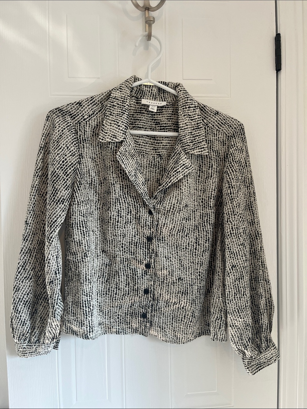 Topshop Black and White Printed Button-Down Shirt